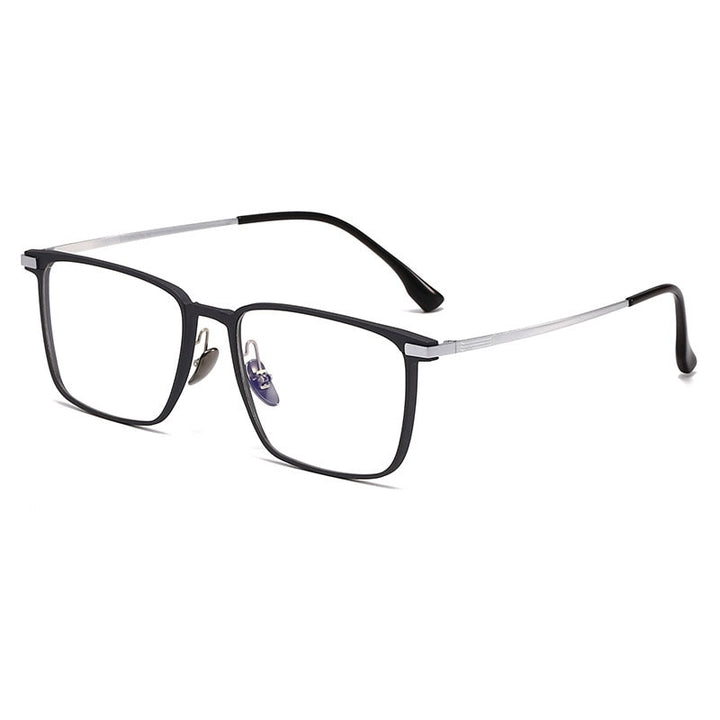 Hdcrafter Unisex Full Rim Square Titanium Eyeglasses 20247 Full Rim Hdcrafter Eyeglasses Grey-Silver  