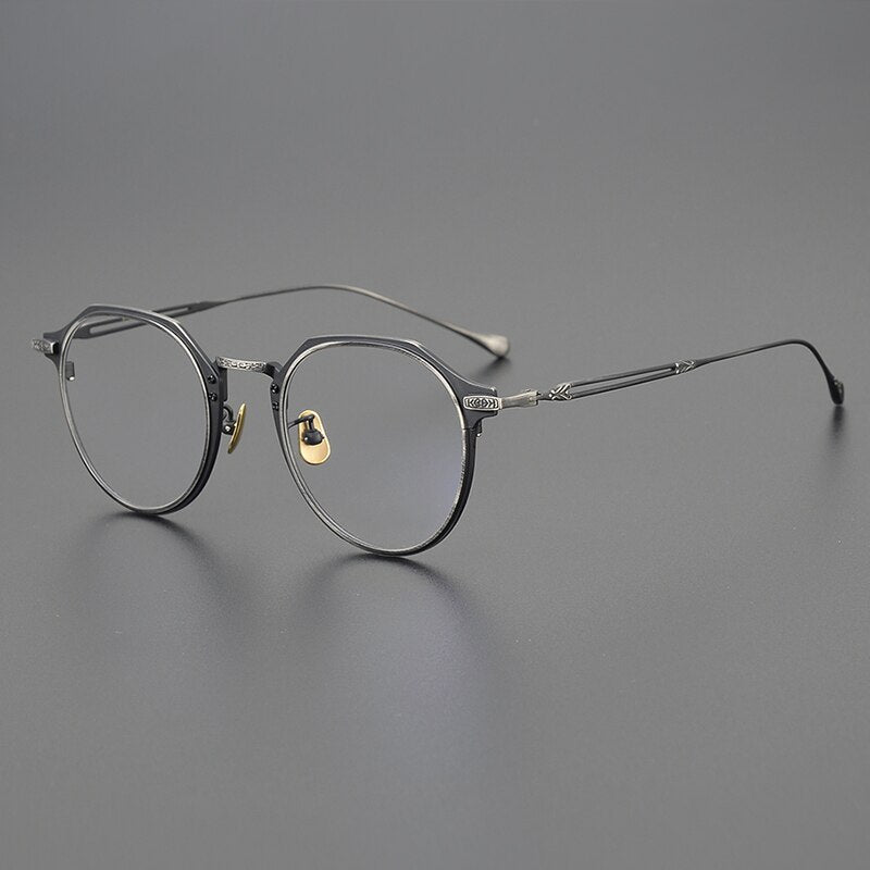 Gatenac Unisex Full Rim Octagonal Titanium Eyeglasses Gxyj1123 Full Rim Gatenac Gun  