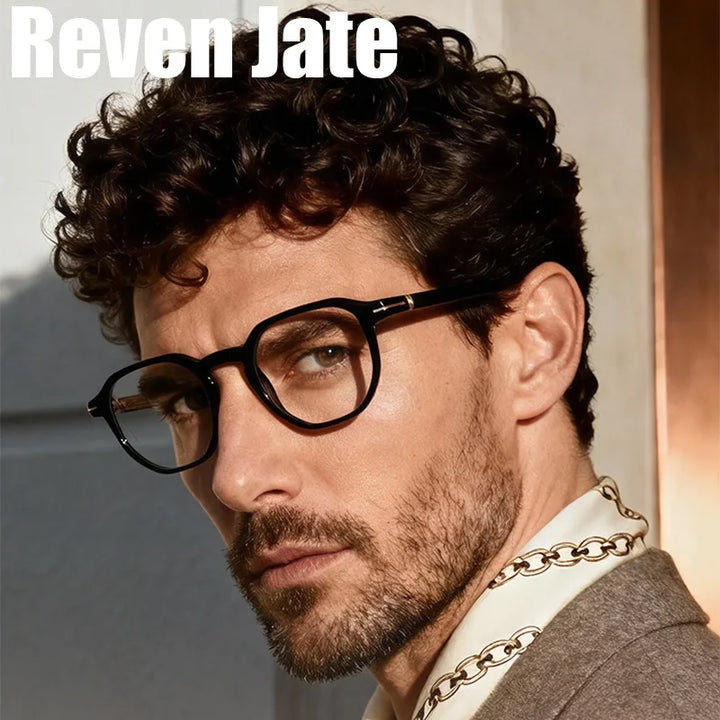 Reven Jate Unisex Full Rim Square Acetate Prescription Eyeglasses 32207