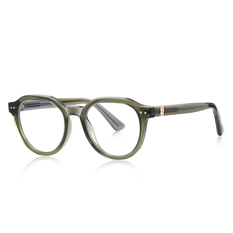 CCspace Men's Full Rim Polygon Oval Tr 90 Alloy Rivet Reading Glasses 802694
