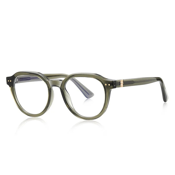 CCspace Men's Full Rim Polygon Oval Tr 90 Alloy Rivet Reading Glasses 802694