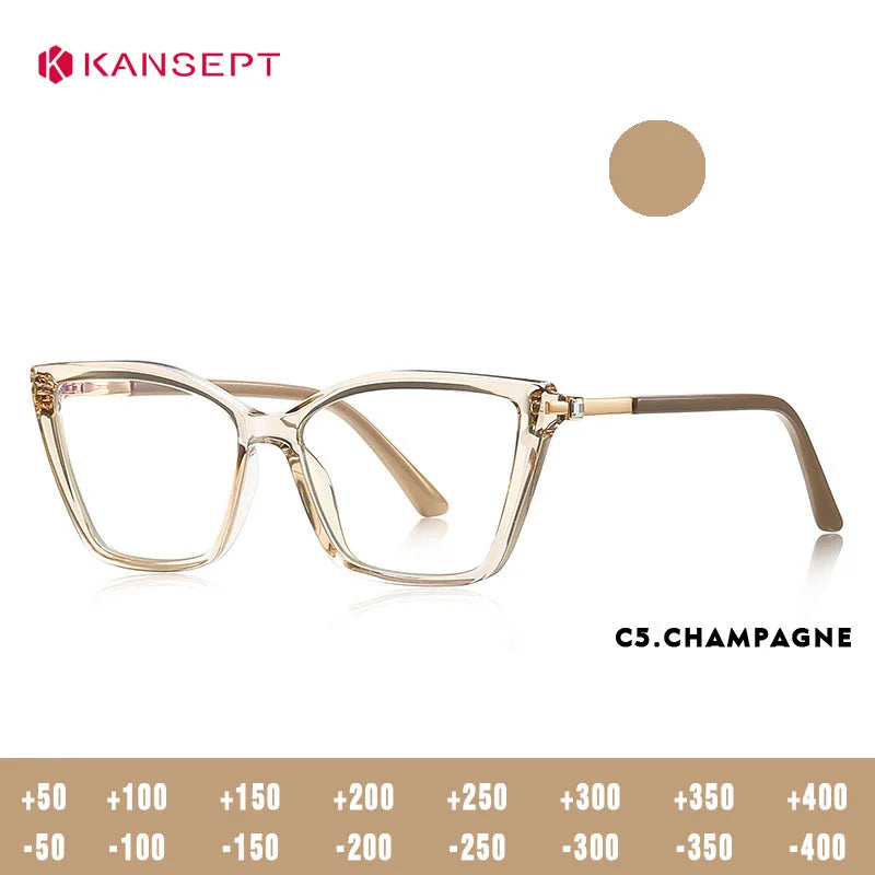 Kansept Women's Full Rim Square Tr 90 Titanium Reading Glasses 22387