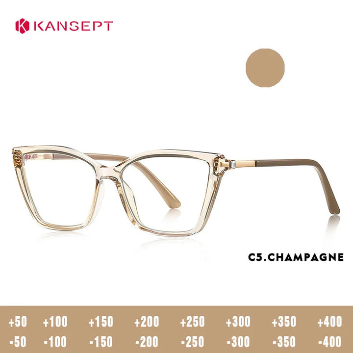 Kansept Women's Full Rim Square Tr 90 Titanium Reading Glasses 22387