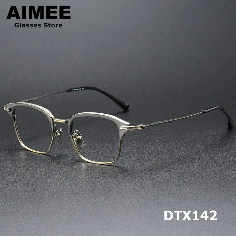 Aimee Men's Full Rim Square Titanium Acetate Eyeglasses 4142 Full Rim Aimee   