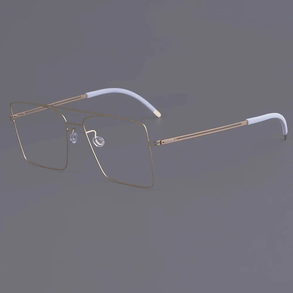 Aimee Unisex Full Rim Square Double Bridge Titanium Eyeglasses  481476 FuzWeb