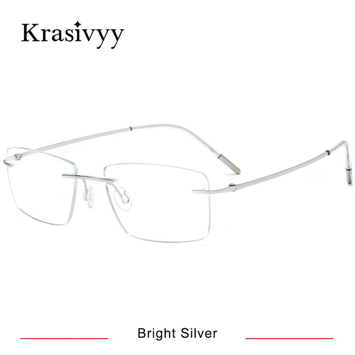 Krasivyy Unisex Rimless Square Screwless Titanium Eyeglassess 24105 Rimless Krasivyy Bright Silver