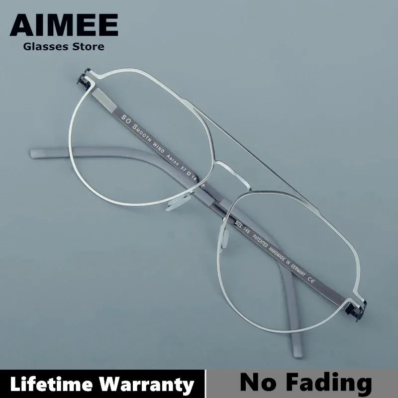 Aimee Unisex Full Rim Oval Double Bridge Steel Eyeglasses 14647 Full Rim Aimee   