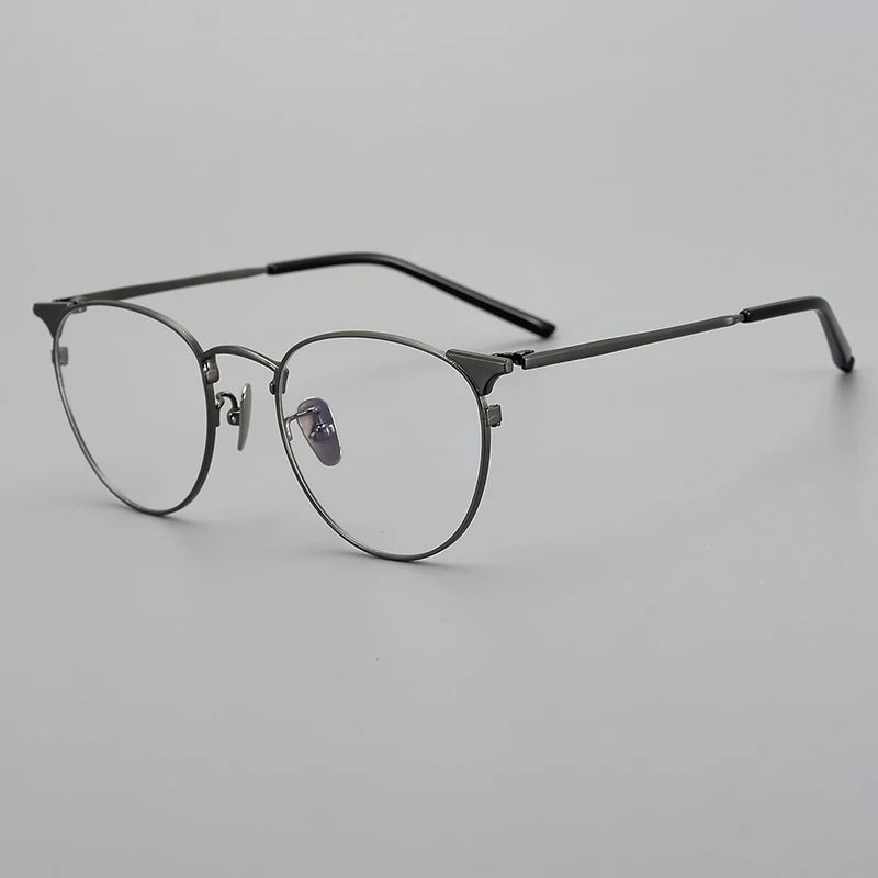 Aimee Unisex Full Rim Round Oval Titanium Eyeglasses 19960 Full Rim Aimee Gun Grey  