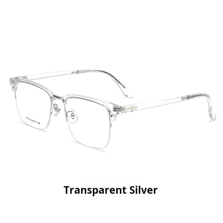 Momoja Men's Semi Rim Square Tr 90 Titanium Alloy Eyeglasses 71016