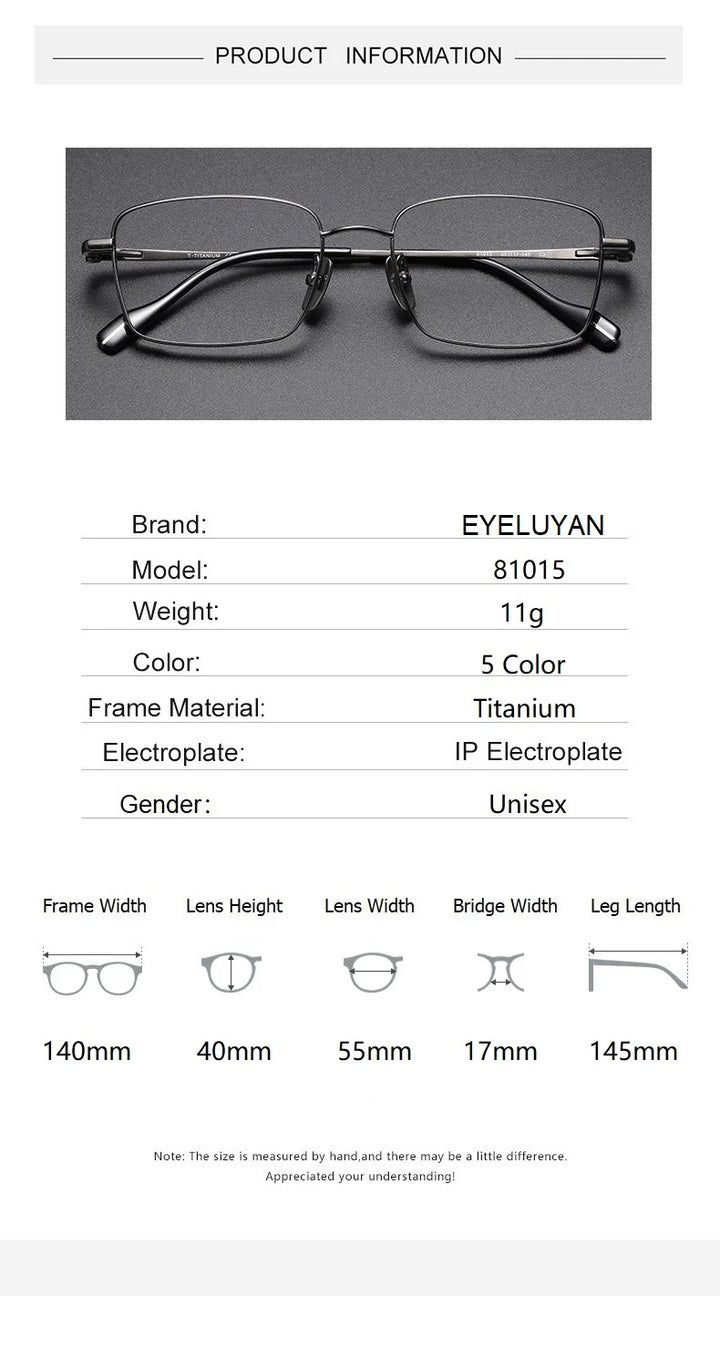 Eleccion Unisex Full Rim Square Titanium Eyeglasses 481015 Full Rim Eleccion