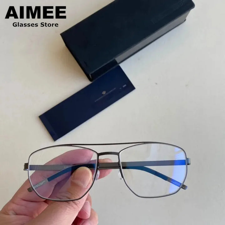 Aimee Unisex Full Rim Square Double Bridge Titanium Eyeglasses 9618 Full Rim Aimee   