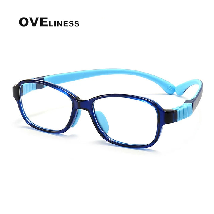 Oveliness Youth Unisex Full Rim Square Tr 90 Titanium Eyeglasses 91027 Full Rim Oveliness blue  