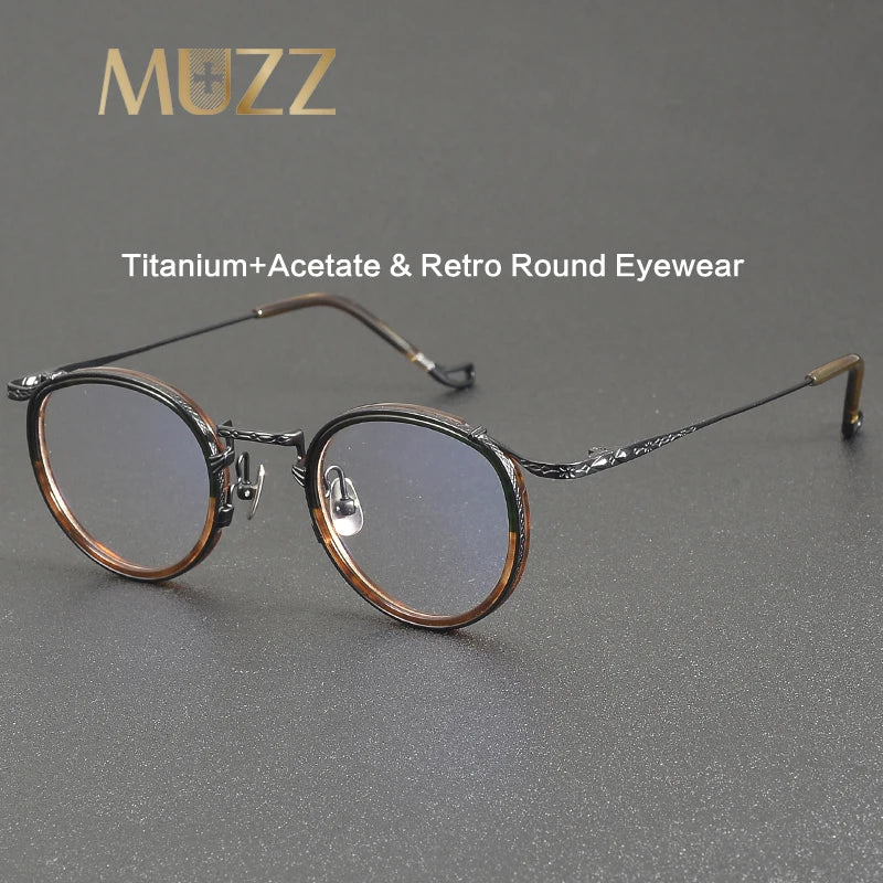 Muzz Unisex Full Rim Oval Round Titanium Acetate Eyeglasses 45013