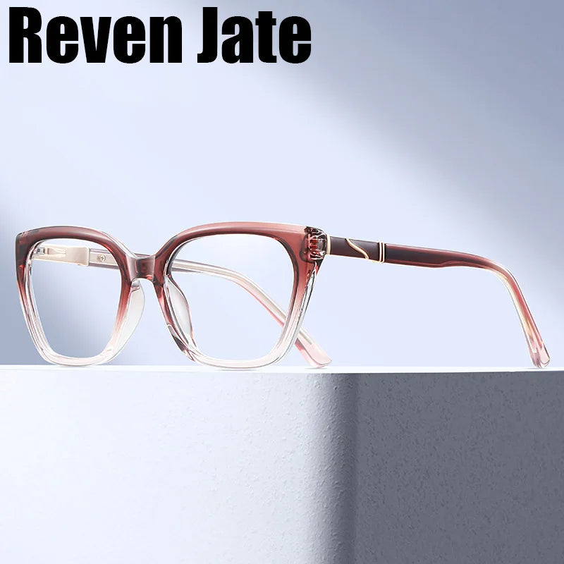 Reven Jate Women's Full Rim Square Tr 90 Alloy Eyeglasses 383627