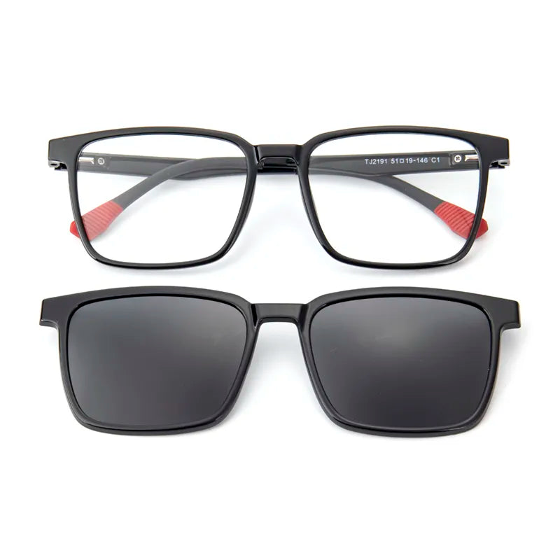 Vicky Men's Full Rim Oversized Square Tr 90 Titanium Reading Glasses With Polarized Clip 2191 Reading Glasses Vicky   