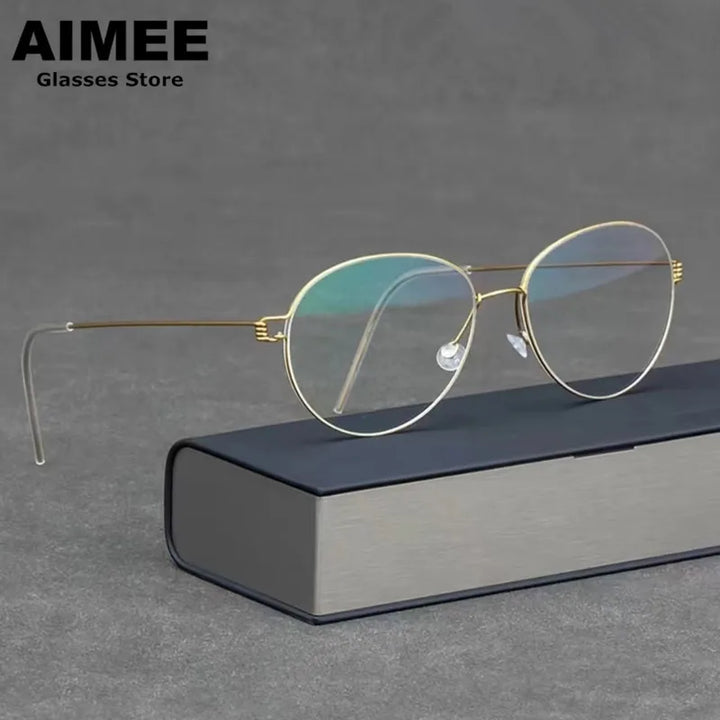 Aimee Womens Full Rim Oval Screwless Titanium Eyeglasses 52130