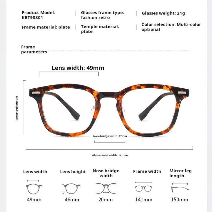 Momoja Unisex Full Rim Square Acetate Titanium Eyeglasses 98301