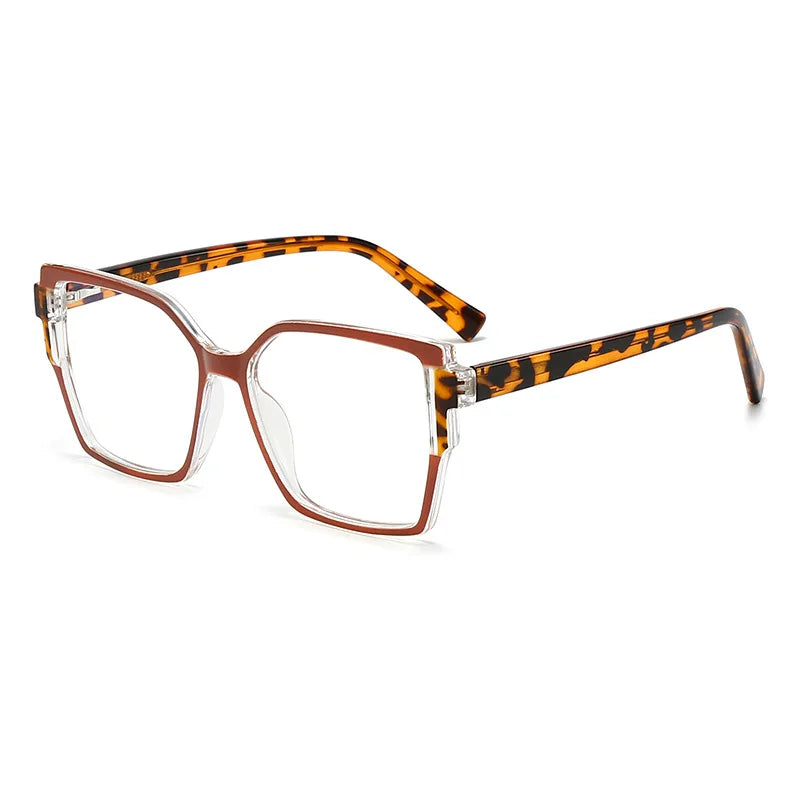 CCspace Women's Full Rim Square Cat Eye Polycarbonate Eyeglasses 301332 Full Rim CCspace Leopard  