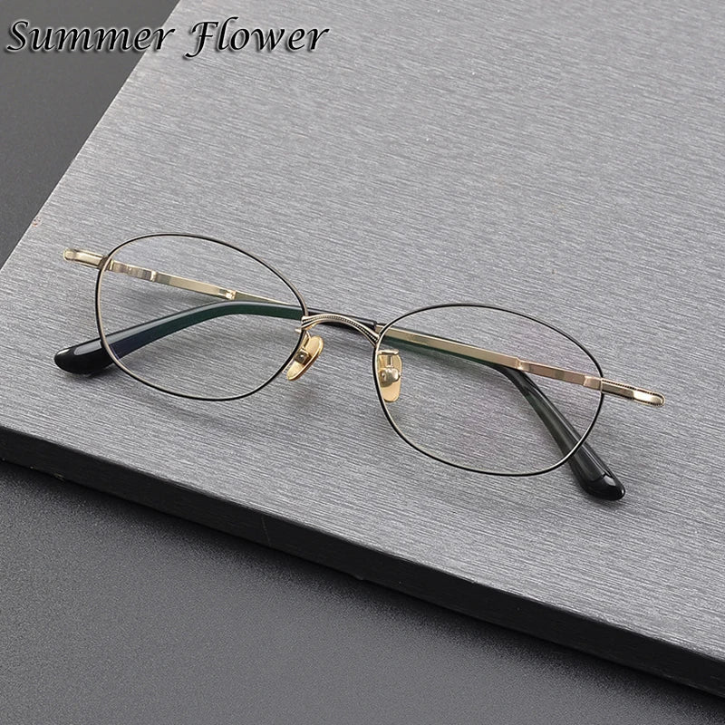 Summer Flower Unisex Full Rim Oval Round Titanium Eyeglasses 77049