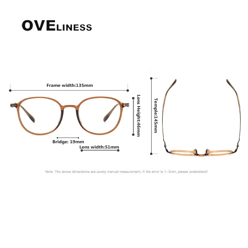 Oveliness Unisex Full Rim Oval Square Acetate Titanium Eyeglasses 8666 Full Rim Oveliness   