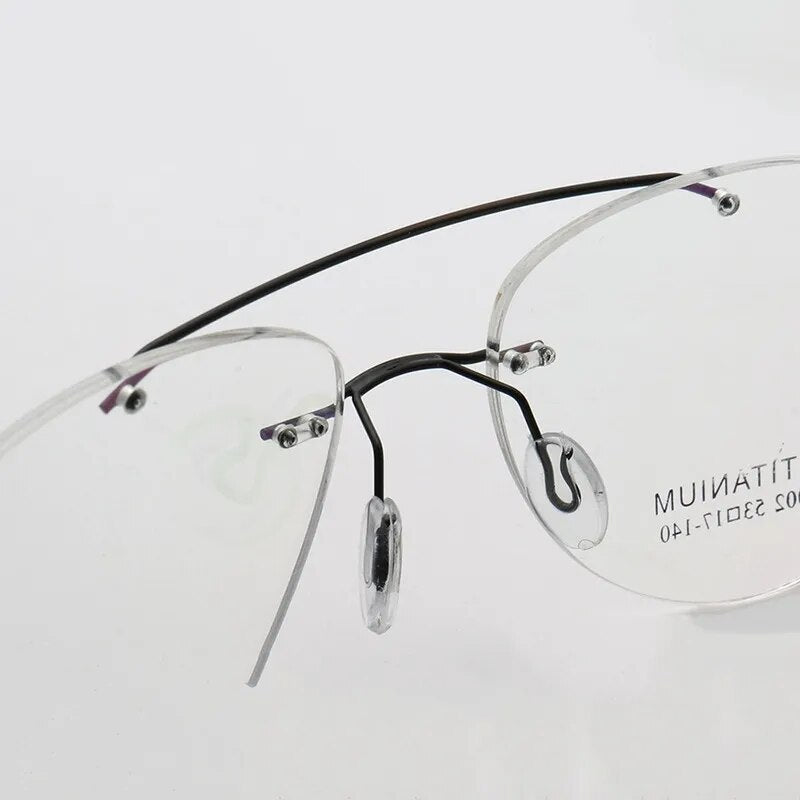 KatKani Unisex Rimless Round Double Bridge Titanium Alloy Eyeglasses R002 Rimless KatKani Eyeglasses   