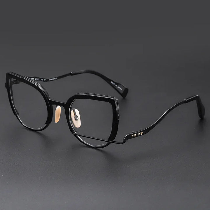 Aror Unisex Full Rim Square Oval Cat Eye Acetate Alloy Eyeglasses 49432 Full Rim Aror BLACK