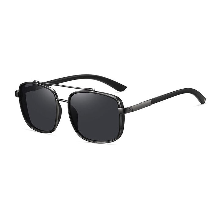 Yimaruili Unisex Full Rim Square Tr 90 Alloy Double Bridge Polarized Sunglasses C3805 Sunglasses Yimaruili Sunglasses   