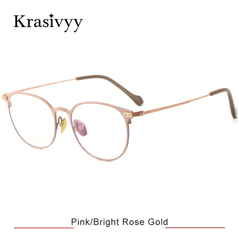Krasivyy Women's Full Rim Oval Titanium Eyeglasses Full Rim Krasivyy Pink Rose Gold CN 