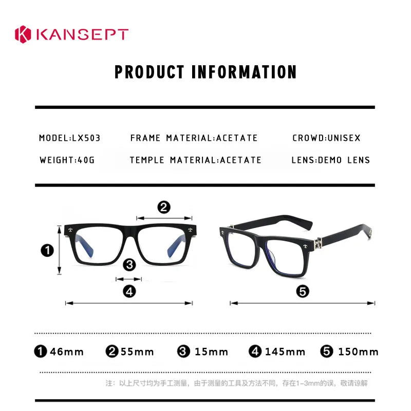 Kansept Men's Full Rim Square Thick Acetate Reading Glasses 742503 Reading Glasses Kansept