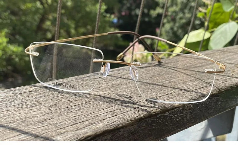 Eleccion Unisex Rimless Square Titanium Eyeglasses 16011 Rimless Eleccion