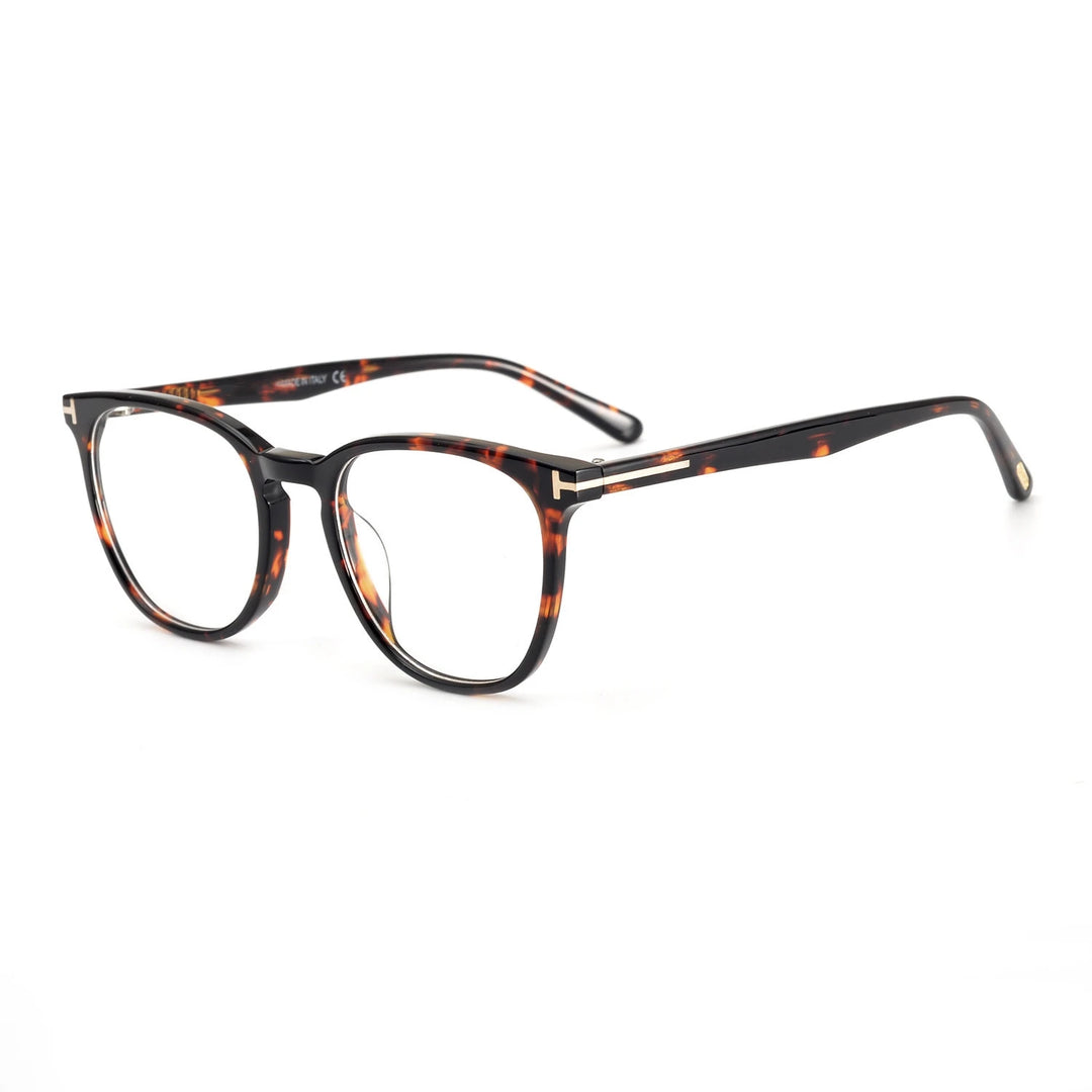 Yimaruili Unisex Full Rim Round Square Acetate Eyeglasses Y5506 Full Rim Yimaruili Eyeglasses Tortoiseshell  