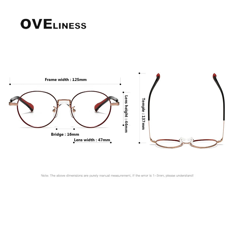 Oveliness Unisex Youth's Full Rim Round Titanium Eyeglasses 80939 Full Rim Oveliness   