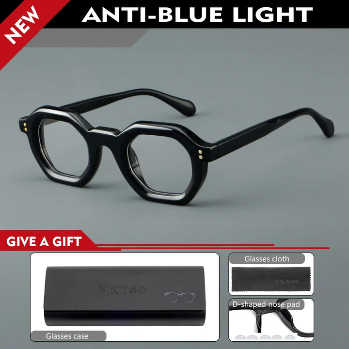 Vicky Unisex Full Rim Flat Top Hexagon Acetate Reading Glasses 629002