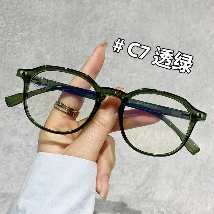 Zirosat Unisex Full Rim Oval Square Tr 90 Alloy Eyeglasses 12491