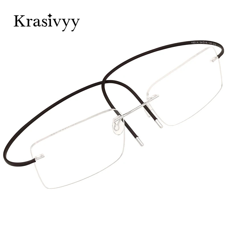 Krasivyy Unisex Rimless Square Titanium Eyeglasses 1614 Rimless Krasivyy   
