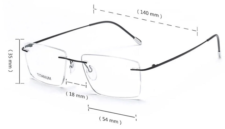 Eleccion Unisex Rimless Square Titanium Eyeglasses 14035 Rimless Eleccion