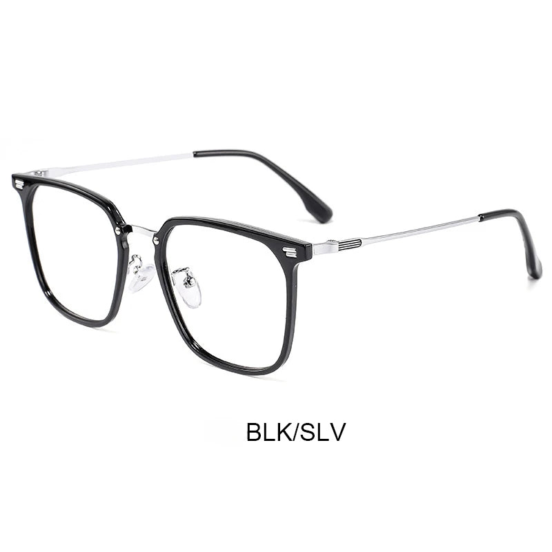 Vicky Unisex Full Rim Square Tr 90 Alloy Reading Glasses 8002 Reading Glasses Vicky +400 D8002H-Black-silver 