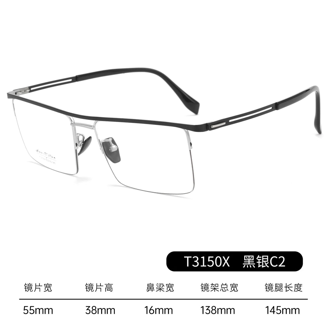 Gmei Optical T3150X men's square alloy prescription eyeglasses — view 3