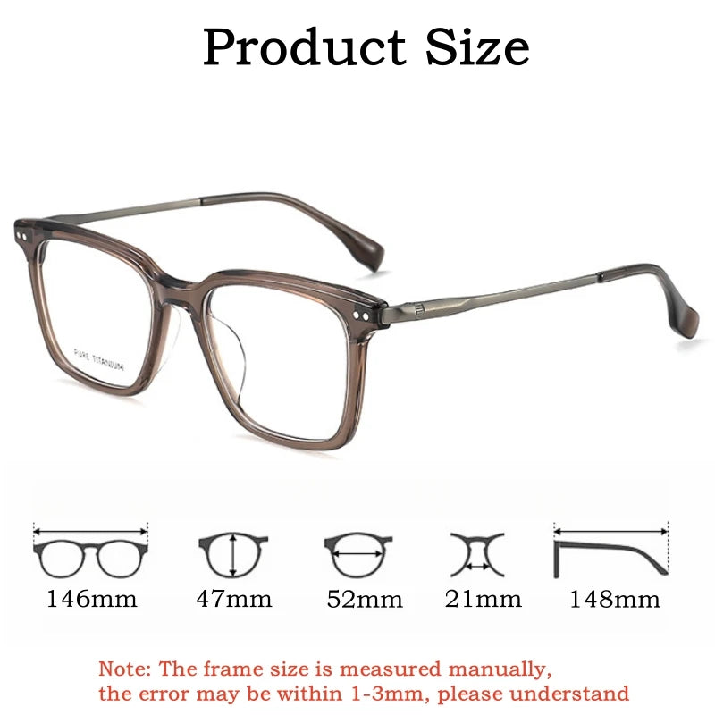 Yimaruili Unisex Full Rim Square Titanium Acetate Eyeglasses 58005