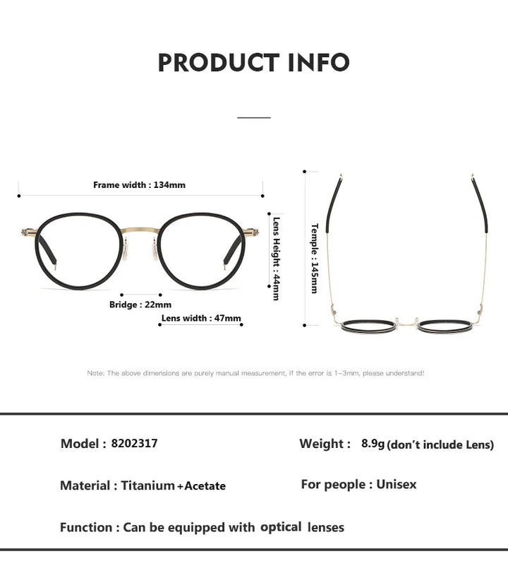 Oveliness Unisex Full Rim Round Acetate Titanium Eyeglasses O8202317 Full Rim Oveliness   