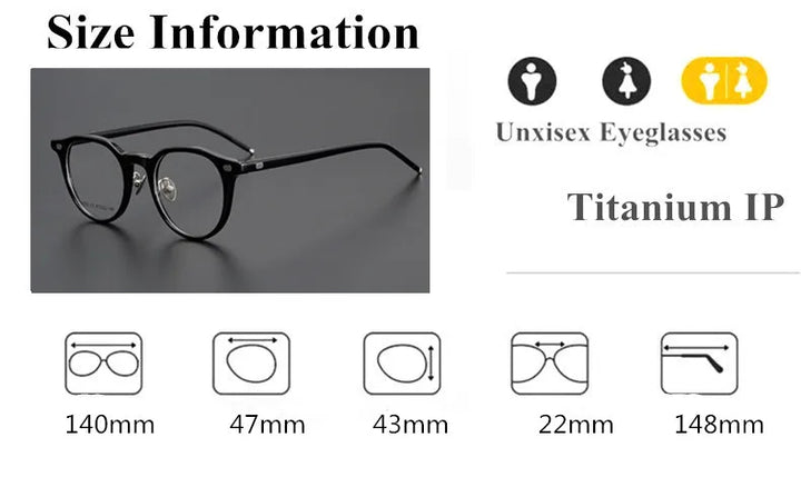 Aimee Unisex Full Rim Square Oval Acetate Titanium Eyeglasses  639002