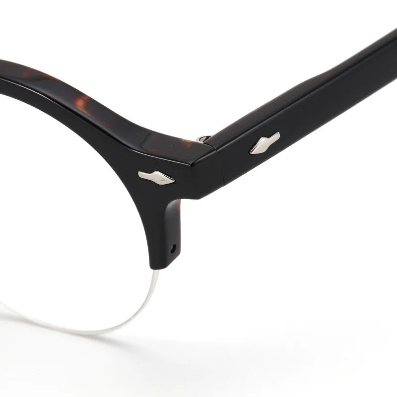 Muzz Unisex Semi Rim Round Acetate Eyeglasses Nn021 Semi Rim Muzz   