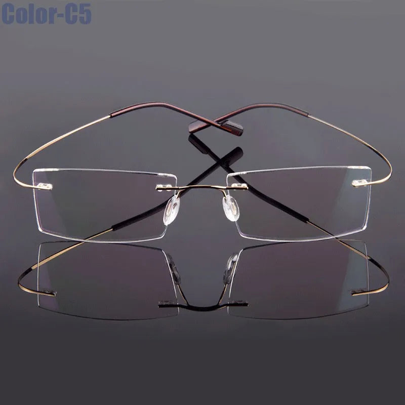 Hotony Unisex Rimless Alloy Prescription Eyeglasses 5018 - view 11