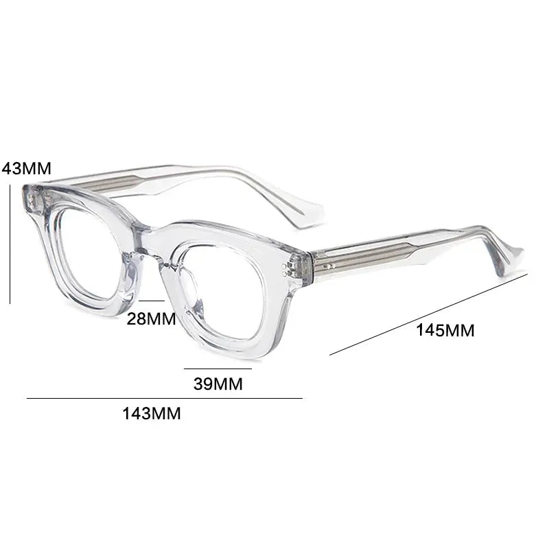 Gatenac Unisex Full Rim Square Thick Acetate Eyeglasses 247062 FuzWeb