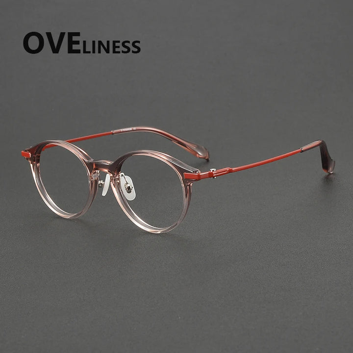 Oveliness Unisex Full Rim Round Oval Acetate Titanium Eyeglasses 90010