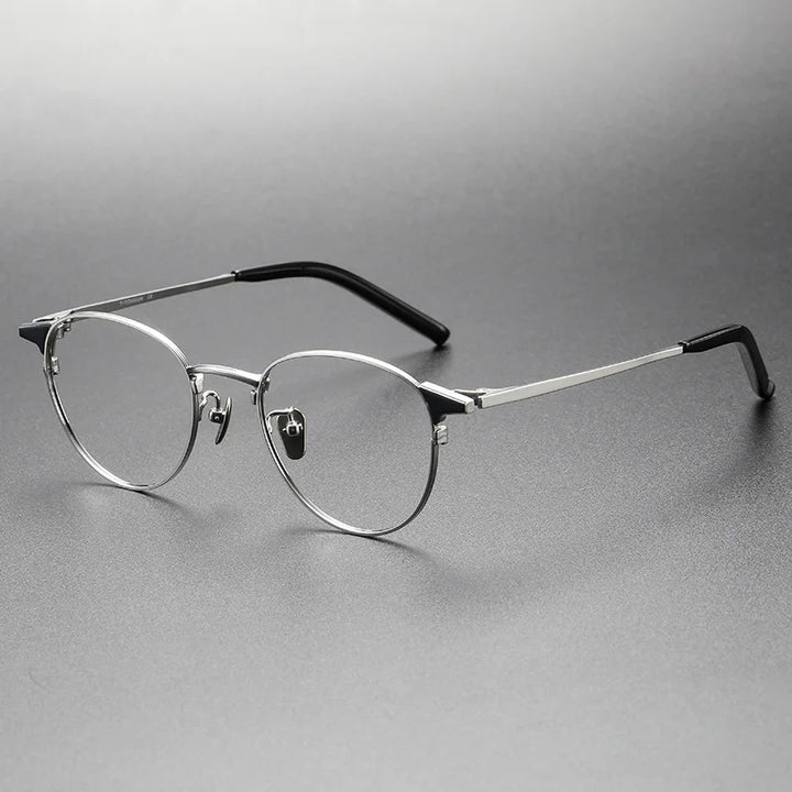 Aimee Unisex Full Rim Oval Square Titanium Eyeglasses 19960 Full Rim Aimee Silver  