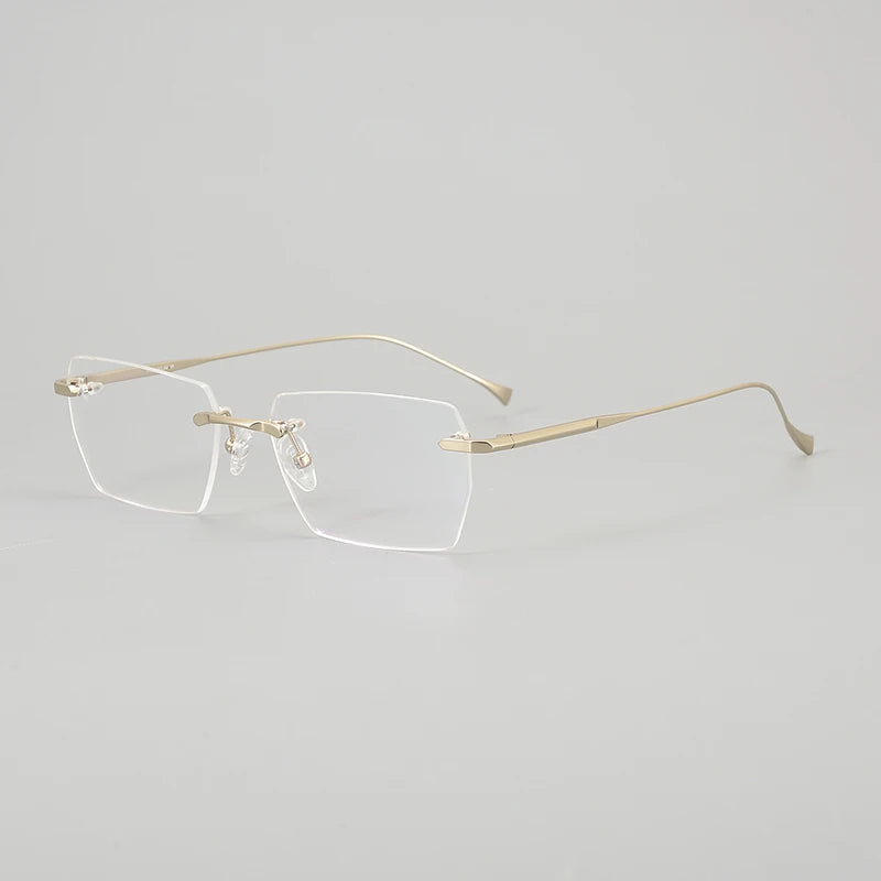 Aror Unisex Rimless Square Titanium Eyeglasses 72324
