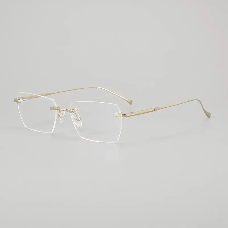 Aror Unisex Rimless Square Titanium Eyeglasses 72324.