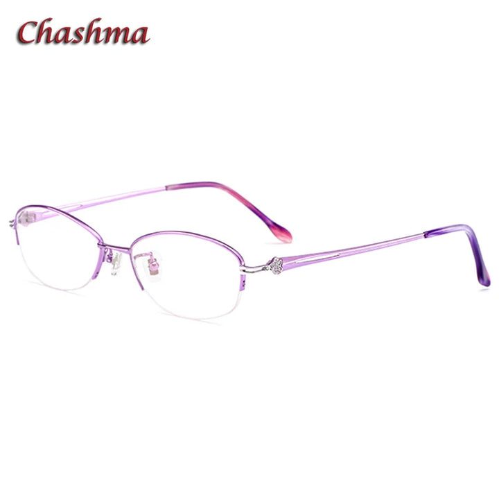 Chashma Ottica Women's Semi Rim Oval Steel Eyeglasses 98316 Semi Rim Chashma Ottica Purple