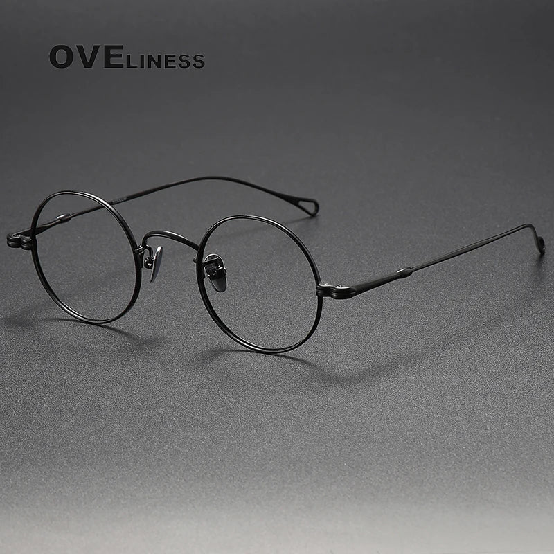 Oveliness Unisex Full Rim Round Titanium Eyeglasses M005 Full Rim Oveliness black  